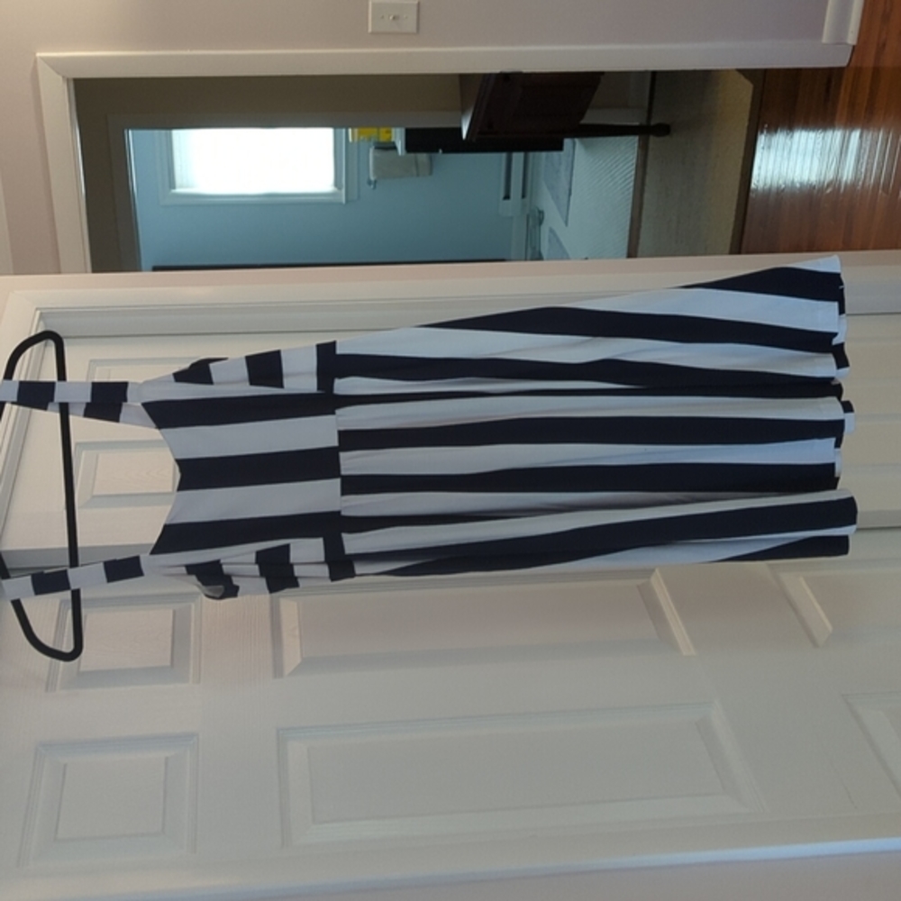 Bold navy stripe midi sundress